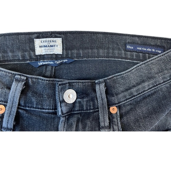 Citizens of Humanity Elsa Mid Rise Slim Crop Jeans Faded Black Wash - Size 24 - Picture 7 of 16